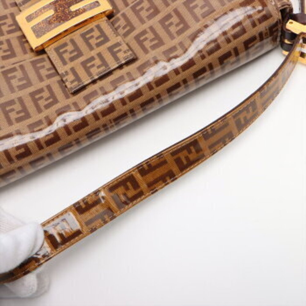 Fendi Zucchino Glitter Mamma Bucket FF hardware leather handbag tote brown - Picture 12 of 14